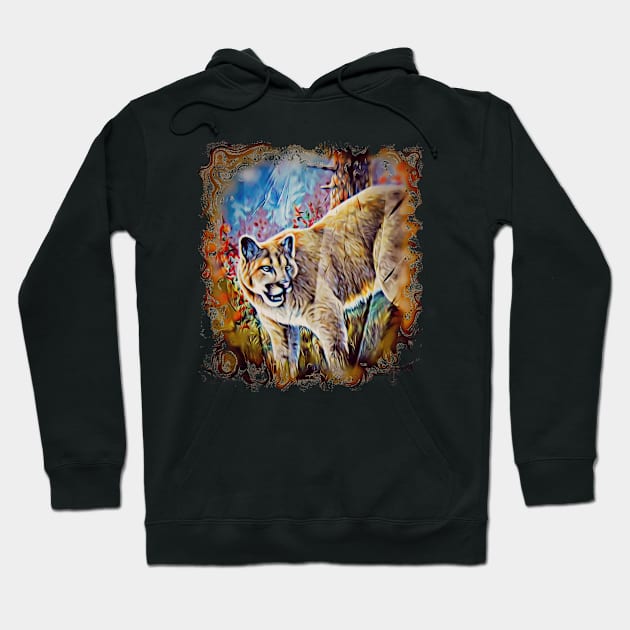 Flashy Big Cat Hoodie by Sherry Orchard Art